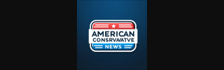 Logo of "American Conservative News" featuring the name in a modern, bold font colored in red, white, and blue.